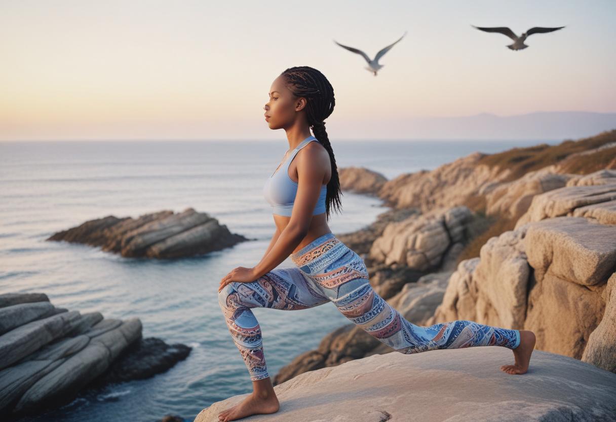 Femme pratique yoga nature aurore posture méditative apaisement énergie