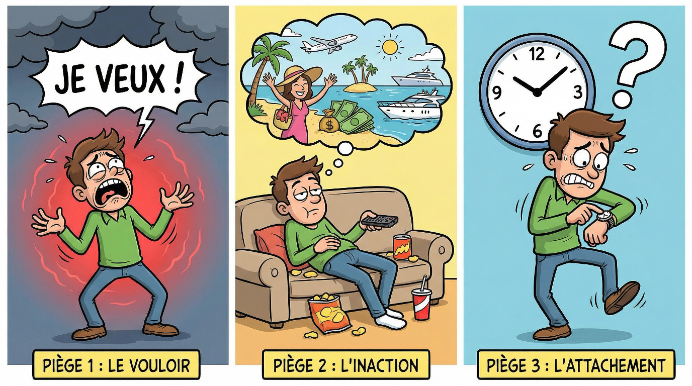 Illustration amusante des 3 pièges