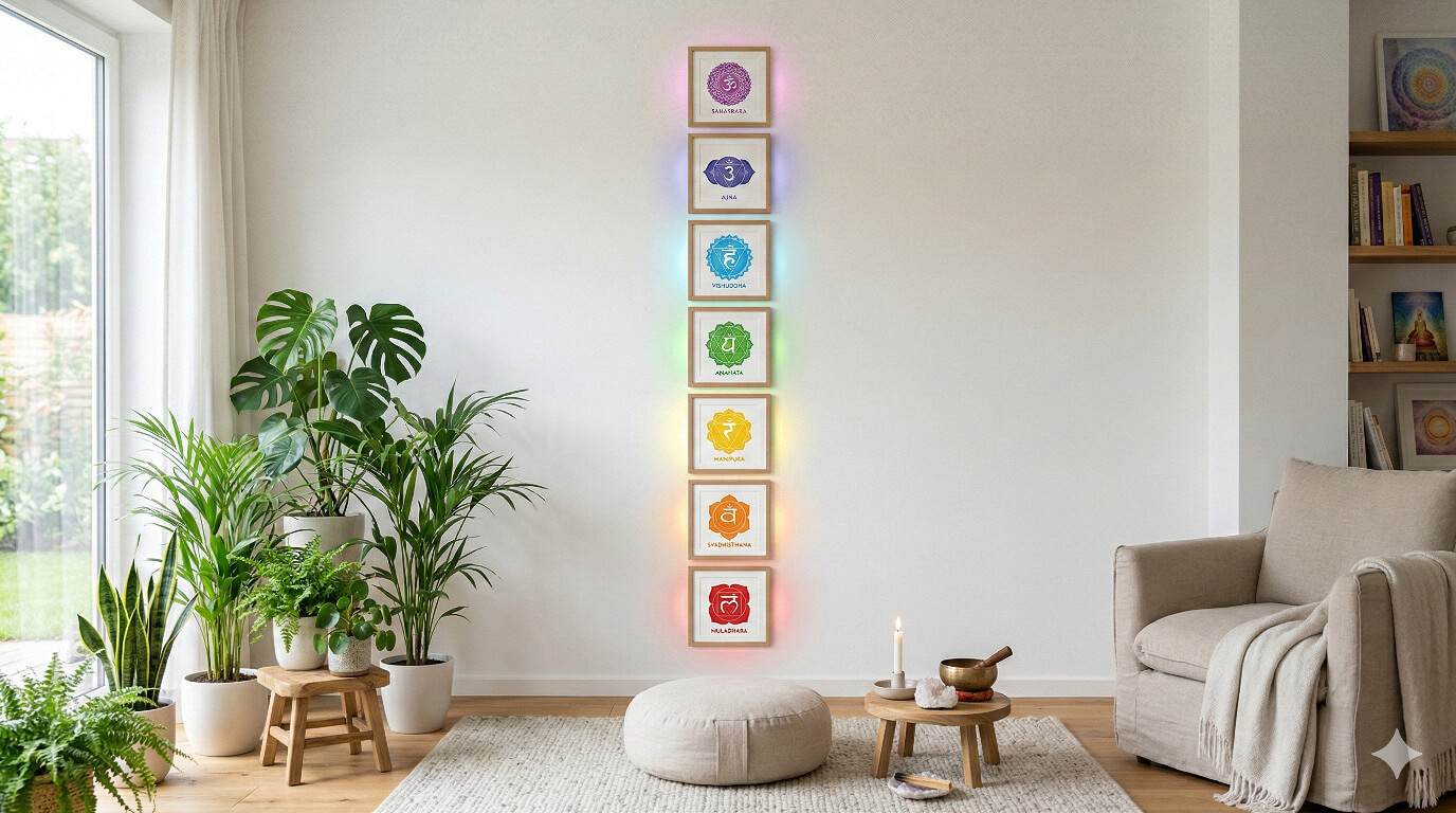 Decoration spirituelle maison affiches 7 chakras alignement energie harmonie interieur zen