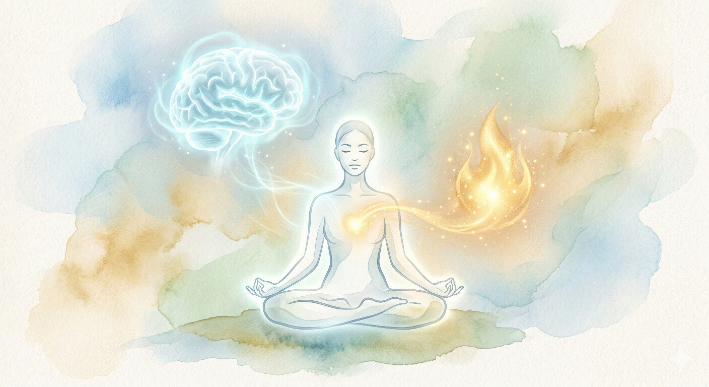 Illustration article harmonie esprit corps ame minimaliste aquarelle