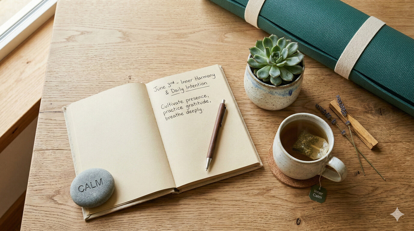 Strategies pratiques harmonie objets bien etre journal yoga plante
