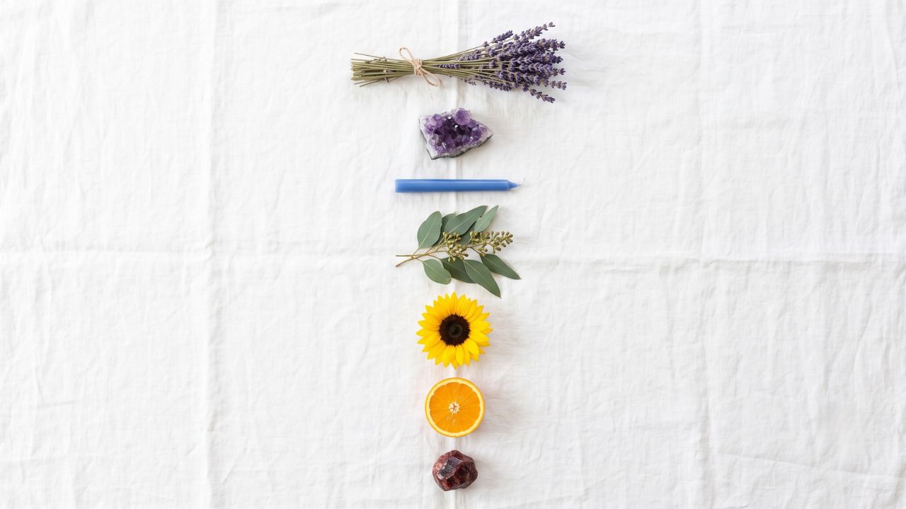 Couleurs 7 chakras elements naturels