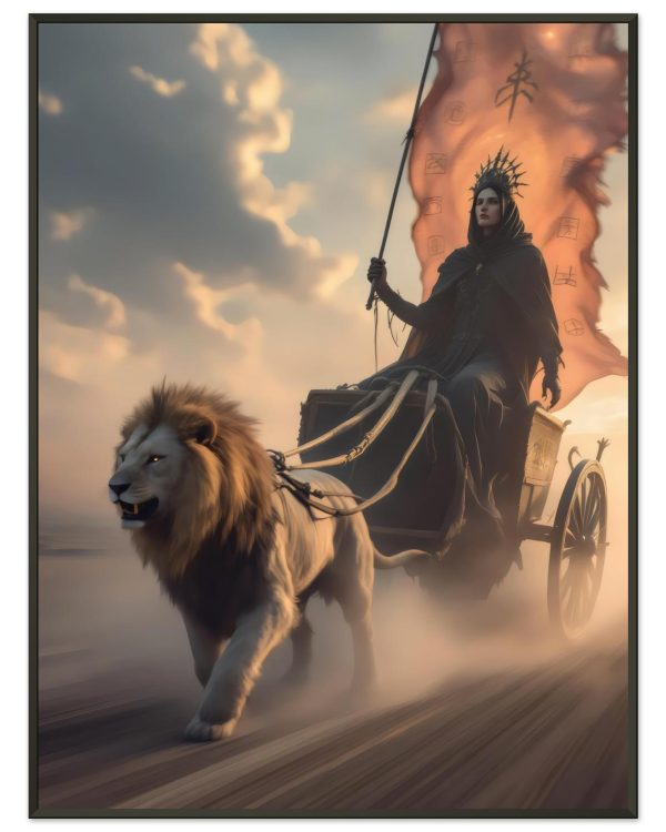 Poster Reine de Feu & Lion Sacré — affiche d’art spirituelle encadrée, Nalan
