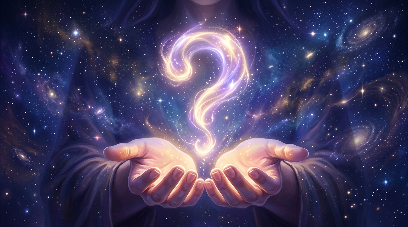 Point d'interrogation lumineux symbolisant la FAQ, heure miroir 05h05