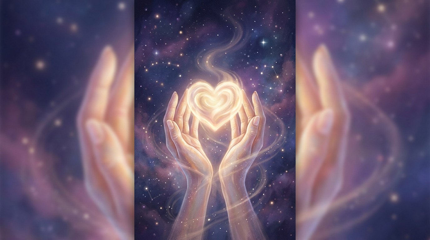 Illustration symbolisant la guerison et l'achevement en amour, heure miroir 09h09
