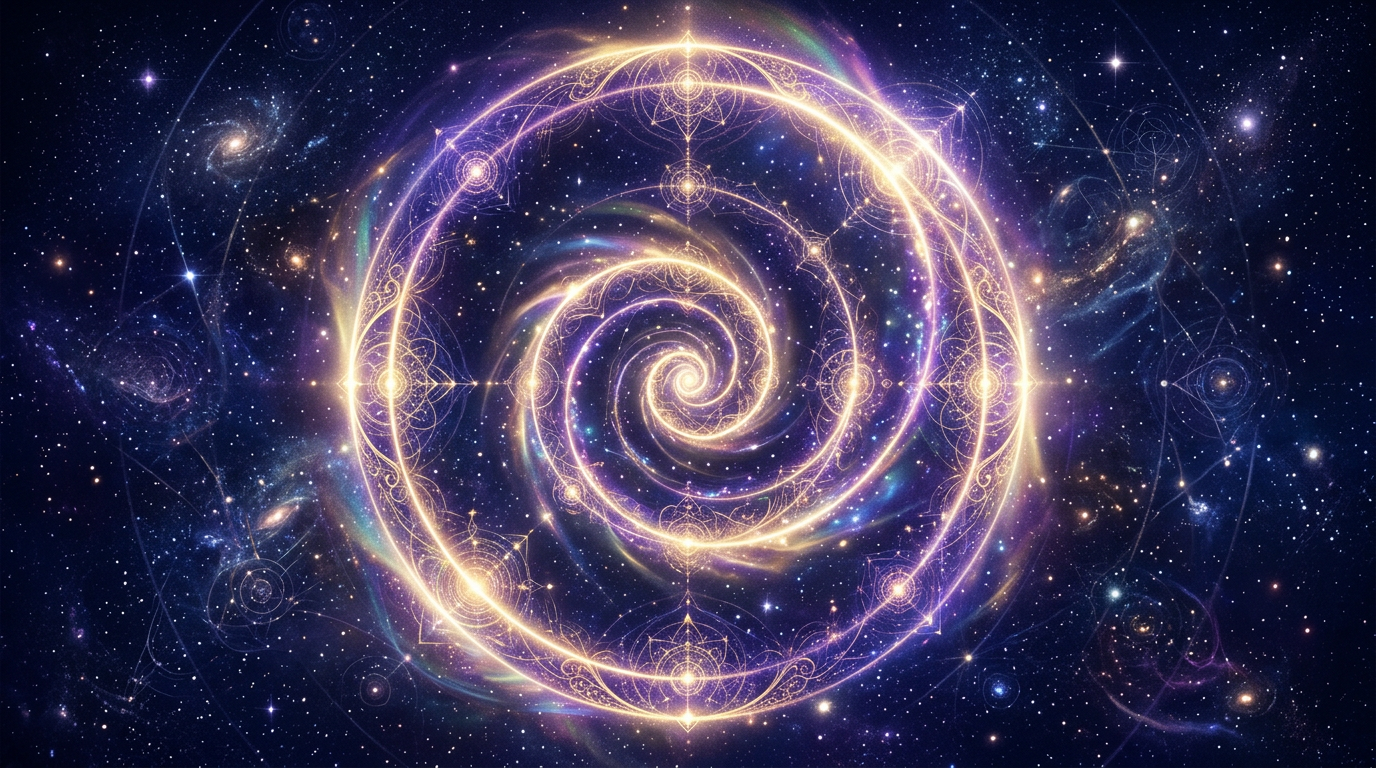 Spirale lumineuse symbolisant le chiffre 9, heure miroir 09h09