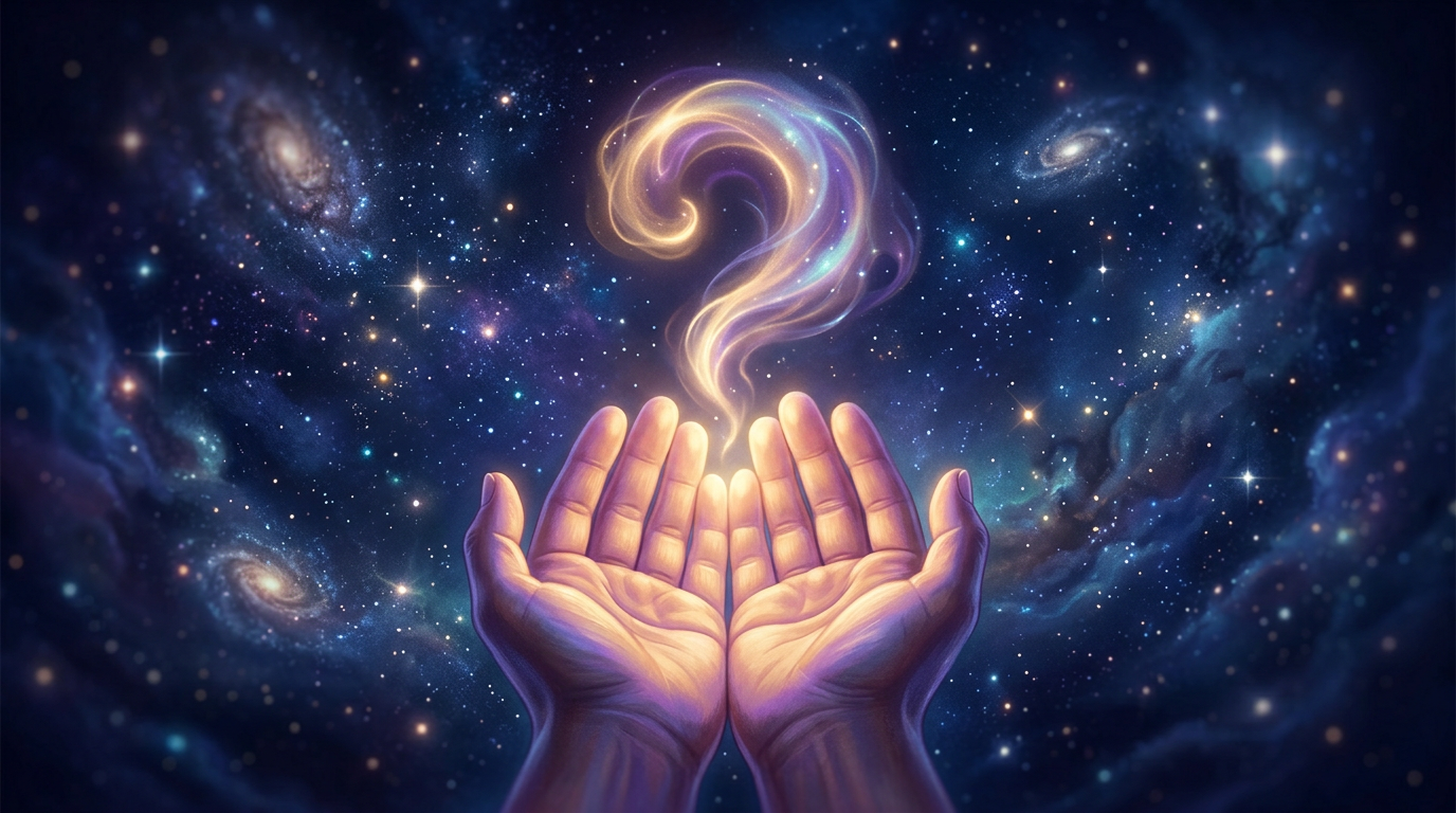 Point d'interrogation lumineux symbolisant la FAQ, heure miroir 09h09