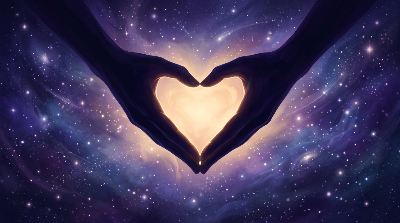 Illustration symbolisant la cooperation et l'equilibre en amour, heure miroir 10h10