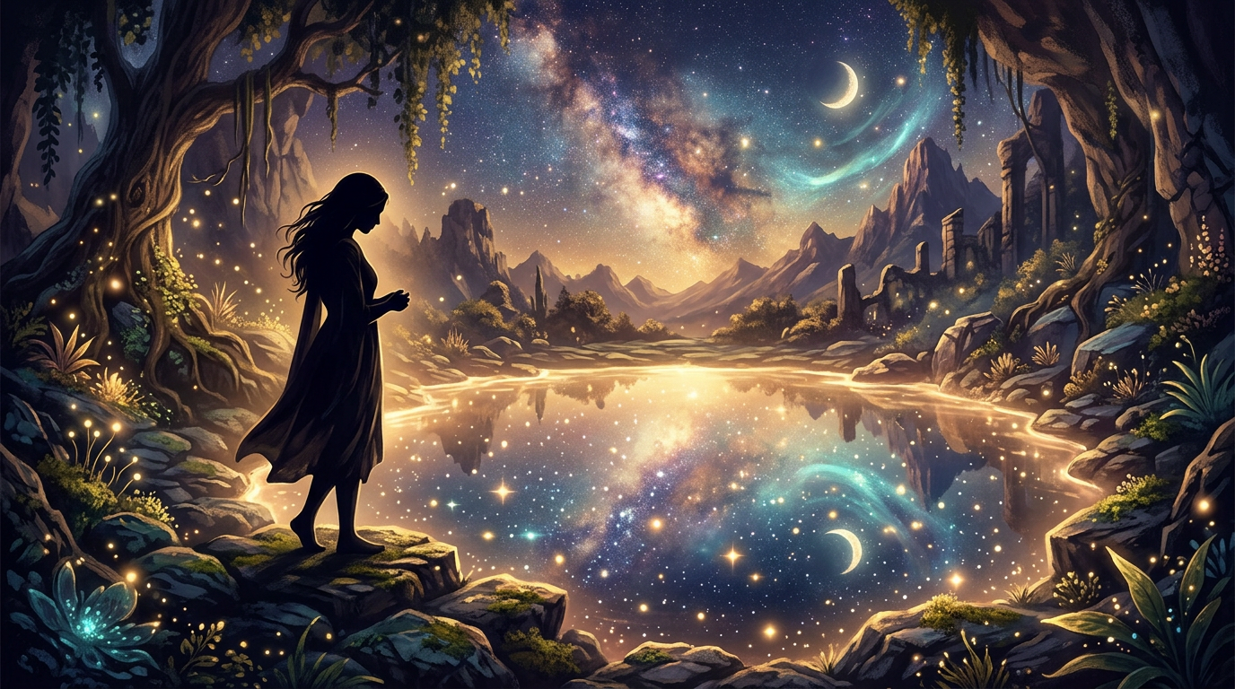 Illustration symbolisant l'introspection et la verite interieure en amour, heure miroir 20h20