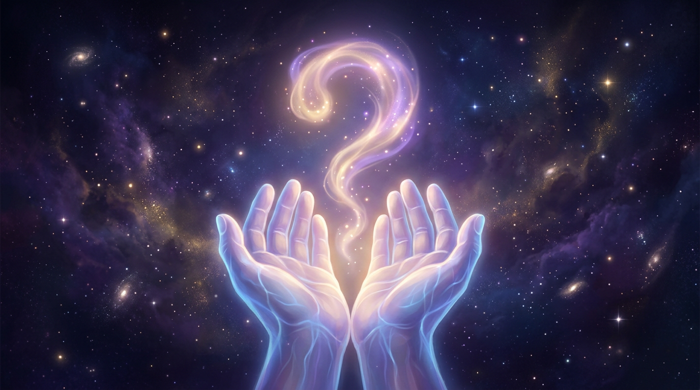 Point d'interrogation lumineux symbolisant la FAQ, heure miroir 20h20